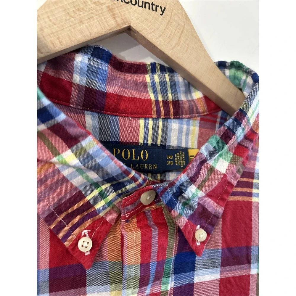 Mens Polo Ralph Lauren Big & Tall S/S Shirt Plaid Button Front Sz 3XB Gorgeous